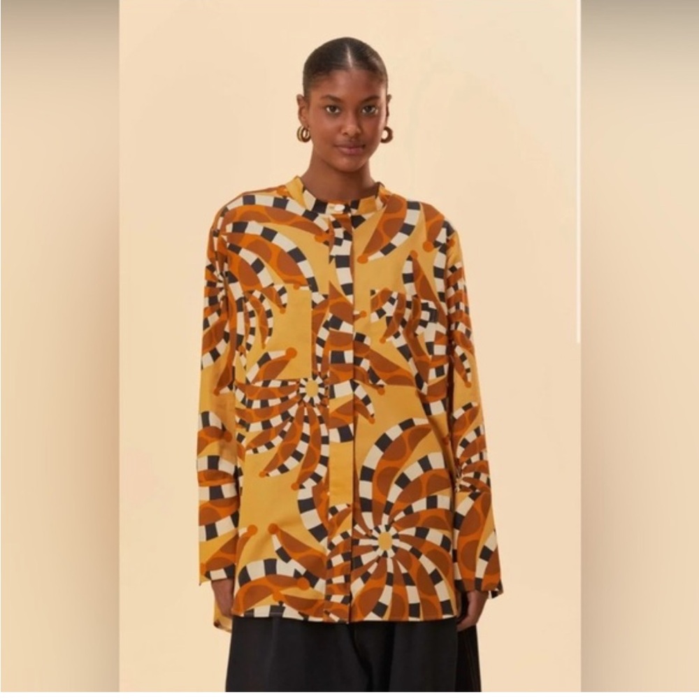 Farm Rio Bananada Geometric Pattern Shirt